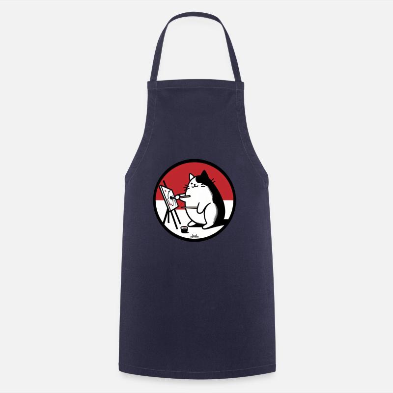 Chat peintre - Tablier de cuisine - marine