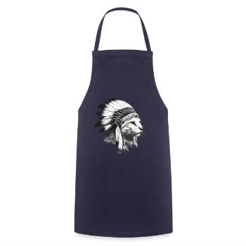 Indian Cat - Cooking Apron - navy - Front - AI Model Male 185 dark (185cm)