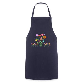 Flowers - Kochschürze - Navy - Vorne - AI Model Male 185 dark (185cm)