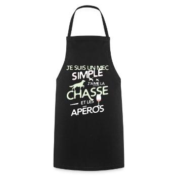 Chasseur - un mec simple - Tablier de cuisine - noir - Devant - AI Model Male 185 dark (185cm)