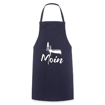 Moin for northern lights with Obereversand lighthouse - Cooking Apron - navy - Front - AI Model Male 185 dark (185cm)