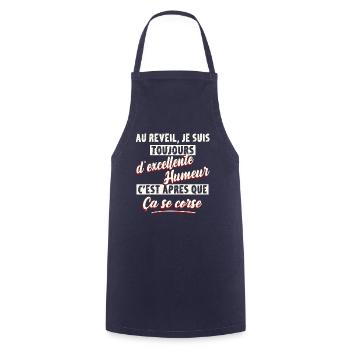 Citation drôle mauvaise humeur matin réveil humour - Tablier de cuisine - marine - Devant - AI Model Male 185 dark (185cm)