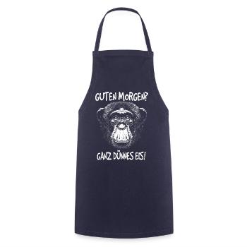 Guten Morgen Affe Schimpanse Morgenmuffel Kaffee - Kochschürze - Navy - Vorne - AI Model Male 185 dark (185cm)