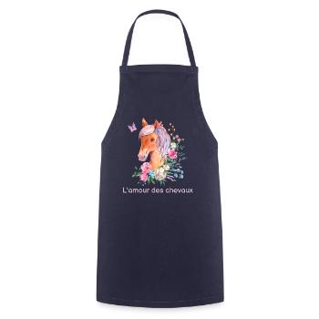 Love Horses or I Can't I Have Horse - Cooking Apron - navy - Front - AI Model Male 185 dark (185cm)