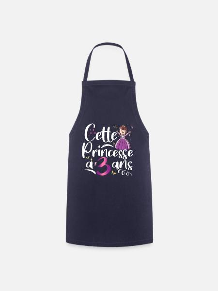 Anniversaire 3 ans Princesse Cadeau - Tablier de cuisine - marine