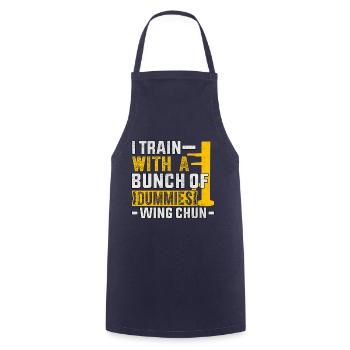 I train with a bunch of dummies Wing Chun - Cooking Apron - navy - Front - AI Model Male 185 dark (185cm)