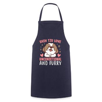 Shih Tzu Love unconditional and furry - Cooking Apron - navy - Front - AI Model Male 185 dark (185cm)