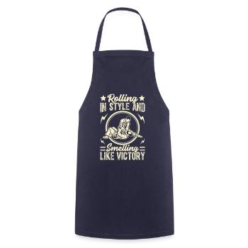 Rouler avec style et sentir la victoire - Tablier de cuisine - marine - Devant - AI Model Male 185 dark (185cm)