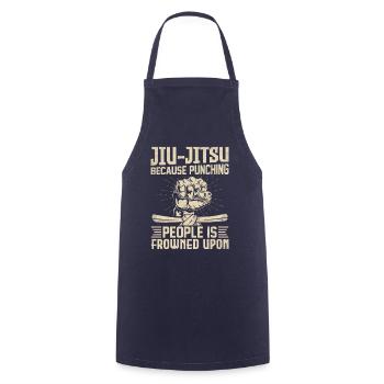 Jiu-Jitsu because punching people is frowned upon - Cooking Apron - navy - Front - AI Model Male 185 dark (185cm)