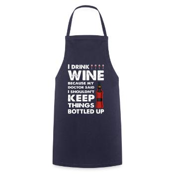 I drink Wine lustiger Spruch - Kochschürze - Navy - Vorne - AI Model Male 185 dark (185cm)