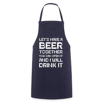 Let's have a beer together you can open it and I - Cooking Apron - navy - Front - AI Model Male 185 dark (185cm)