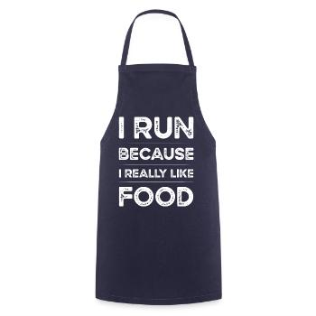 I run because I really like Food - Cooking Apron - navy - Front - AI Model Male 185 dark (185cm)