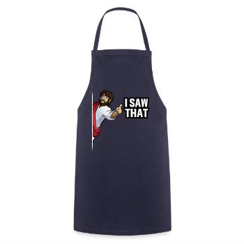 I saw That Jesus - Cooking Apron - navy - Front - AI Model Male 185 dark (185cm)