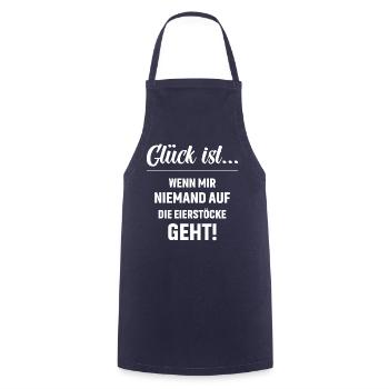 Glück ist wenn mir niemand auf die Eierstöcke geht - Kochschürze - Navy - Vorne - AI Model Male 185 dark (185cm)