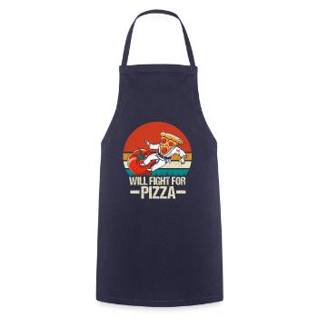 Se battra pour Pizza Karate - Tablier de cuisine - marine - Devant - AI Model Male 185 dark (185cm)