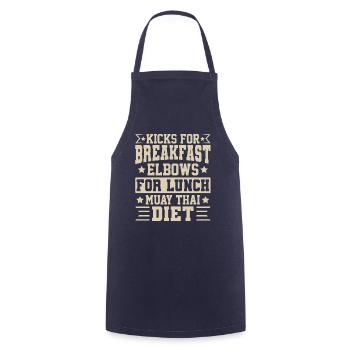 Kicks for Breakfast elbows for lunch muay thai - Cooking Apron - navy - Front - AI Model Male 185 dark (185cm)