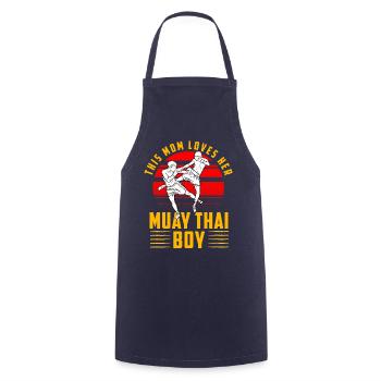 This mom loves her Muay Thai Boy - Cooking Apron - navy - Front - AI Model Male 185 dark (185cm)