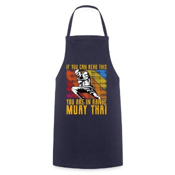 Wenn du das lesen kannst, bist du in Reichweite von Muay Thai - Kochschürze - Navy - Vorne - AI Model Male 185 dark (185cm)