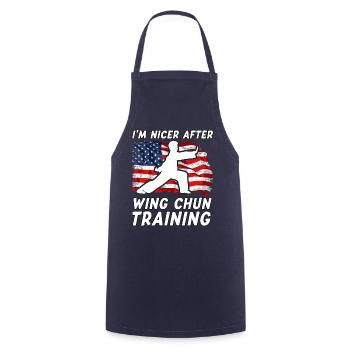 Ich bin netter nach dem Wing Chun Training - Kochschürze - Navy - Vorne - AI Model Male 185 dark (185cm)