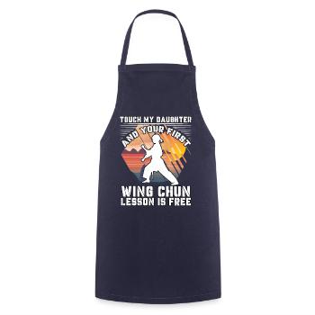 Touch my Daughter und deine erste Wing Chun Lektion - Kochschürze - Navy - Vorne - AI Model Male 185 dark (185cm)