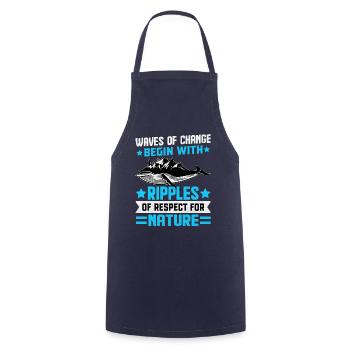 Waves of Change begin with ripples of respect for - Cooking Apron - navy - Front - AI Model Male 185 dark (185cm)
