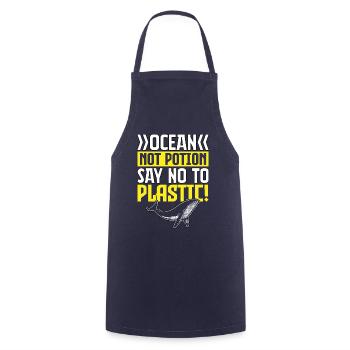 Ocean not potion say no to plastic - Cooking Apron - navy - Front - AI Model Male 185 dark (185cm)