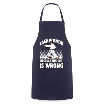 Taekwondo, weil Mord falsch ist - Kochschürze - Navy - Vorne - AI Model Male 185 dark (185cm)