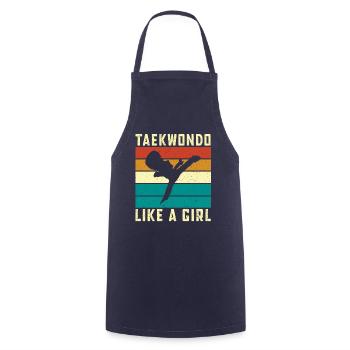Taekwondo comme une fille - Tablier de cuisine - marine - Devant - AI Model Male 185 dark (185cm)