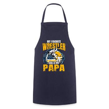 Mon lutteur préféré m’appelle Papa - Tablier de cuisine - marine - Devant - AI Model Male 185 dark (185cm)