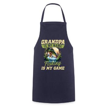 Grandpa is my name fishing is my game - Cooking Apron - navy - Front - AI Model Male 185 dark (185cm)