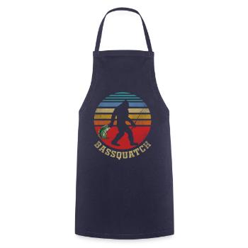 Bassquatch, Barsch, Fisch - Kochschürze - Navy - Vorne - AI Model Male 185 dark (185cm)