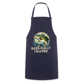 Bass-ically I'm a Pro Bass Fish - Cooking Apron - navy - Front - AI Model Male 185 dark (185cm)
