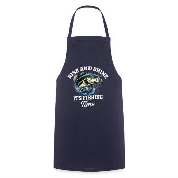 Rise and Shine it's Fishing Time - Cooking Apron - navy - Front - AI Model Male 185 dark (185cm)