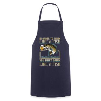 Um wie ein Fisch zu denken, muss man trinken wie - Kochschürze - Navy - Vorne - AI Model Male 185 dark (185cm)