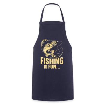 Fishing is fun - Cooking Apron - navy - Front - AI Model Male 185 dark (185cm)