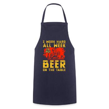 Ich arbeite die ganze Woche hart, um Bier auf den Tisch zu bringen - Kochschürze - Navy - Vorne - AI Model Male 185 dark (185cm)