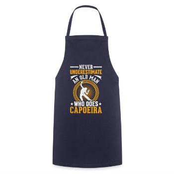 Never underestimate an old man who does capoeira - Cooking Apron - navy - Front - AI Model Male 185 dark (185cm)