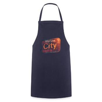 City-Retro-Neon-Style für urbanes Flair - Kochschürze - Navy - Vorne - AI Model Male 185 dark (185cm)