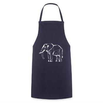Polygon Elefant – Geometrisches Tierdesign - Kochschürze - Navy - Vorne - AI Model Male 185 dark (185cm)