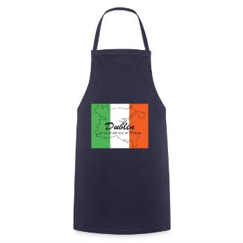 Dublin - Hauptstadt mit GPS & Flagge - Kochschürze - Navy - Vorne - AI Model Male 185 dark (185cm)
