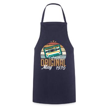May 1970 Birthday Gift 1970 May - May 1970 - Cooking Apron - navy - Front - AI Model Male 185 dark (185cm)