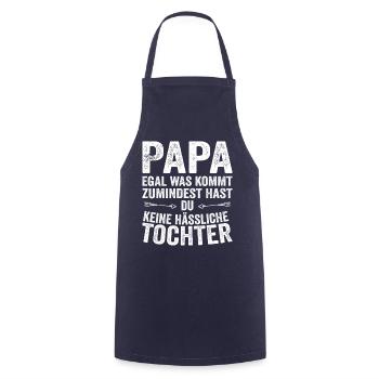 Papa Père Fille Fête des pères - Tablier de cuisine - marine - Devant - AI Model Male 185 dark (185cm)