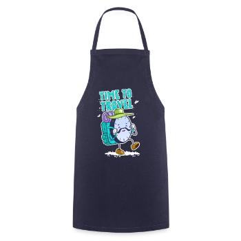 Time traveler watch for black shirts - Cooking Apron - navy - Front - AI Model Male 185 dark (185cm)
