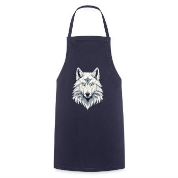 Loup sauvage blanc - Tablier de cuisine - marine - Devant - AI Model Male 185 dark (185cm)