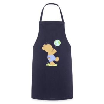Bear boy playing with earth balloon. - Cooking Apron - navy - Front - AI Model Male 185 dark (185cm)