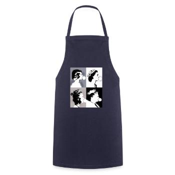Queen II -Elizabeth England Queen,Chewing Gum,pop-art - Cooking Apron - navy - Front - AI Model Male 185 dark (185cm)