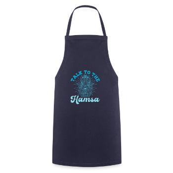 Hamsa Eye Hand Talisman Yoga Fluchschutz - Kochschürze - Navy - Vorne - AI Model Male 185 dark (185cm)