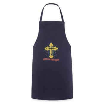 Serbien Serbe Kreuz Symbol Orthodox Balkan - Kochschürze - Navy - Vorne - AI Model Male 185 dark (185cm)