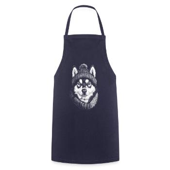 Husky bobble chapeau Sibérien Husky chien chien - Tablier de cuisine - marine - Devant - AI Model Male 185 dark (185cm)