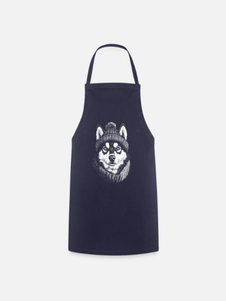 Husky Pudelmütze Siberian Husky Hunde Hund - Kochschürze - Navy